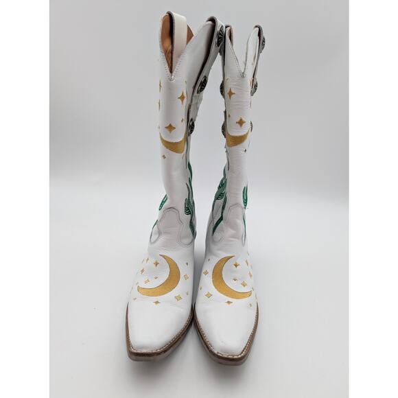Dingo Pachita Embroidered Graphic Snip Toe Cowboy Boots White Size US6.5M EU37 - Picture 4 of 16